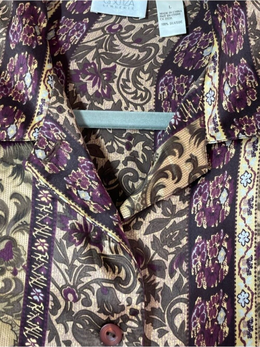 Vintage Silk La Senza Lingerie Button Up Top Large Boho Baroque Y2K Tunic - Picture 11 of 15